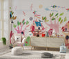 Cute Tree Houses Wallpaper, Playground Mural, Oversized Custom Size Wall Art, Non-Woven, Non-Adhesive, Modern Wall Paper, Removable