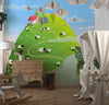 Green Hill Wallpaper, Sheep Mural, Oversized Custom Size Wall Art, Non-Woven, Non-Adhesive, Modern Wall Paper, Removable