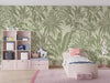 Botanic Plants Wallpaper, Green Mural, Oversized Custom Size Wall Art, Non-Woven, Non-Adhesive, Modern Wall Paper, Removable