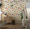 Horses, Clouds, Flowers Wallpaper, Sweet Seamless Pattern Mural, Oversized Custom Size Wall Art, Non-Woven, Non-Adhesive, Modern Wall Paper, Removable