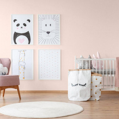 Hearts Girls' Room Textured Wallpaper, Light Pink , Girls Bedroom Wallpaper, Nursery Wallpaper, 114 sq ft, Kids Bathroom Wallpaper, Washable - Walloro High End Wallcoverings & More