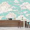 Clouds, Blue Background Wallpaper, Seamless Pattern Mural, Oversized Custom Size Wall Art, Non-Woven, Non-Adhesive, Modern Wall Paper, Removable