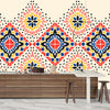 Ikat Colorful Wallpaper, Seamless Pattern Mural, Oversized Custom Size Wall Art, Non-Woven, Non-Adhesive, Modern Wall Paper, Removable