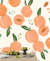 Peaches Wallpaper, Seamless Pattern Mural, Oversized Custom Size Wall Art, Non-Woven, Non-Adhesive, Modern Wall Paper, Removable