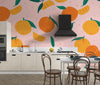 Mandarins Wallpaper, Seamless Pattern Mural, Oversized Custom Size Wall Art, Non-Woven, Non-Adhesive, Modern Wall Paper, Removable