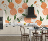 Peaches Wallpaper, Seamless Pattern Mural, Oversized Custom Size Wall Art, Non-Woven, Non-Adhesive, Modern Wall Paper, Removable