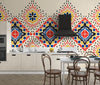 Ikat Colorful Wallpaper, Seamless Pattern Mural, Oversized Custom Size Wall Art, Non-Woven, Non-Adhesive, Modern Wall Paper, Removable