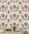 Floral Wallpaper, Boho Mural, Oversized Custom Size Wall Art, Non-Woven, Non-Adhesive, Modern Wall Paper, Removable