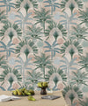 Palm Trees Wallpaper, Seamless Pattern Mural, Oversized Custom Size Wall Art, Non-Woven, Non-Adhesive, Modern Wall Paper, Removable