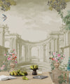 Roman Garden Wallpaper, Peacock Mural, Oversized Custom Size Wall Art, Non-Woven, Non-Adhesive, Modern Wall Paper, Removable