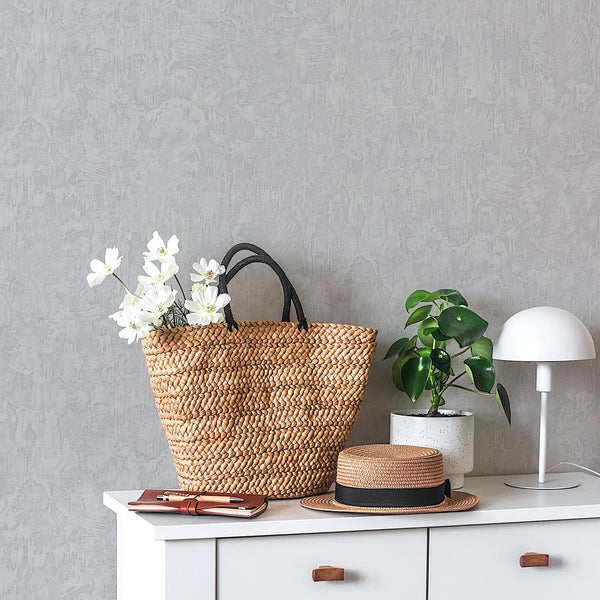 Light Gray Sleek Embossed finish Solid Color Wallpaper, Abstract Modern Minimalist Rich Textured Wallcovering - Walloro High End Wallcoverings & More