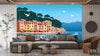Summer day in Village Wallpaper, Boats, Sea Mural, Oversized Custom Size Wall Art, Non-Woven, Non-Adhesive, Modern Wall Paper, Removable