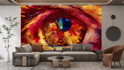 Eye Oil Painting Wallpaper, Brush Strokes Mural, Oversized Custom Size Wall Art, Non-Woven, Non-Adhesive, Modern Wall Paper, Removable