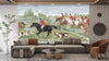 Men Ride Horses on the Field Wallpaper, Composition Mural, Oversized Custom Size Wall Art, Non-Woven, Non-Adhesive, Modern Wall Paper, Removable