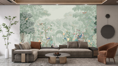 Garden Forest Wallpaper, Vintage Roman Mural, Oversized Custom Size Wall Art, Non-Woven, Non-Adhesive, Modern Wall Paper, Removable