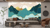 Gold Line Mountains Wallpaper, Landscape Mural, Oversized Custom Size Wall Art, Non-Woven, Non-Adhesive, Modern Wall Paper, Removable