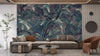 Dark Blue and Red Wallpaper, Abstract Shapes Mural, Oversized Custom Size Wall Art, Non-Woven, Non-Adhesive, Modern Wall Paper, Removable