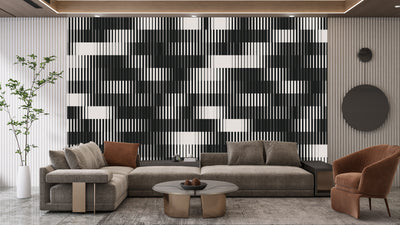 Line Halftone Gradient Wallpaper, Seamless Pattern Mural, Oversized Custom Size Wall Art, Non-Woven, Non-Adhesive, Modern Wall Paper, Removable