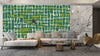 Ethnic Ikat Greenish Wallpaper, Handmade Boho Tribal Mural, Oversized Custom Size Wall Art, Non-Woven, Non-Adhesive, Modern Wall Paper, Removable