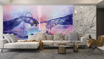 Touching Hands Wallpaper, Dark Violet Mural, Oversized Custom Size Wall Art, Non-Woven, Non-Adhesive, Modern Wall Paper, Removable