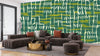 Ethnic Ikat Greenish Wallpaper, Handmade Boho Tribal Mural, Oversized Custom Size Wall Art, Non-Woven, Non-Adhesive, Modern Wall Paper, Removable