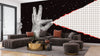 Hand Pulls a Sheet of Checkered Paper Wallpaper, Outer Space Background Mural, Oversized Custom Size Wall Art, Non-Woven, Non-Adhesive, Modern Wall Paper, Removable