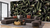 Olive Branches Wallpaper, Seamless Pattern Mural, Oversized Custom Size Wall Art, Non-Woven, Non-Adhesive, Modern Wall Paper, Removable
