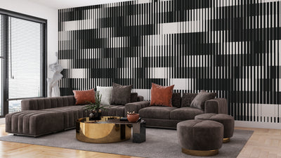 Line Halftone Gradient Wallpaper, Seamless Pattern Mural, Oversized Custom Size Wall Art, Non-Woven, Non-Adhesive, Modern Wall Paper, Removable