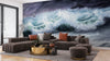 Mighty Storm and Sea Wallpaper, Oil Painting Mural, Oversized Custom Size Wall Art, Non-Woven, Non-Adhesive, Modern Wall Paper, Removable