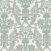 Luxury Deep Embossed Aqua Damask Wallpaper, Beach House Shiny 3D Blue Textured Wallcovering, 114 sq ft Roll, Coastal Turquoise Wallpaper - Walloro High End Wallcoverings & More