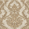 Luxury Sparkling Deep Embossed Damask Wallpaper, Beige, Rose Gold Beautiful Flocked Shimmering Rich Textured Wallcovering - Walloro High End Wallcoverings & More