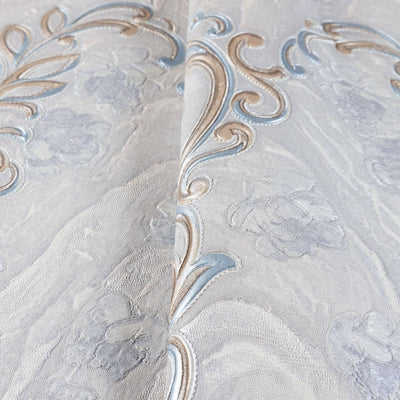 Luxury Textured Embossed Flowered Gray, Home Wall Decor, Aesthetic Wallpaper, Textured Wallcovering Non-Adhesive- 41.7”W X 393”H - Walloro High End Wallcoverings & More