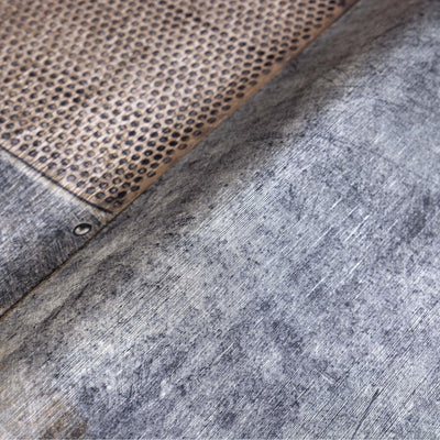 Metallic Industrial Textured Wallpaper, Dark Blue, Brown Rustic Aged Weathered Pattern Wallcovering, Large 114 sq ft Roll - Walloro High End Wallcoverings & More