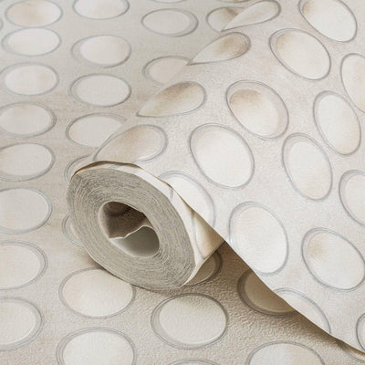 Modern Circles Geometric Wallpaper, Rich Textured Embossed Wallcovering, Traditional, Luxury Wallpaper, Extra Large 114 sq ft Roll, Washable - Walloro High End Wallcoverings & More