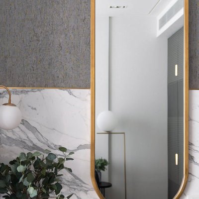 Modern Cork Gray Gold Embossed Wallpaper, Rich Textured Wallcovering, Traditional, Camper Van Log Cabin, Large 114 sq ft Roll, Washable - Walloro High End Wallcoverings & More