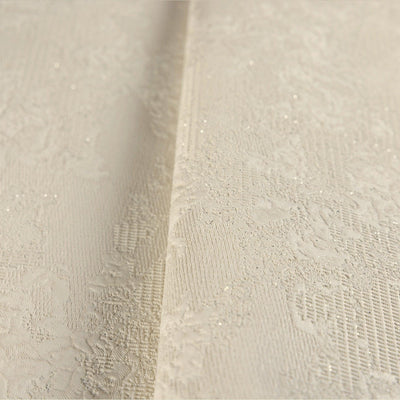 Modern Deep Embossed Wallpaper, Cream Solid Color Plain Elegant Sparkling Glittering Wallcovering, Easy Clean, Abstract, Plain, Non-Woven - Walloro High End Wallcoverings & More
