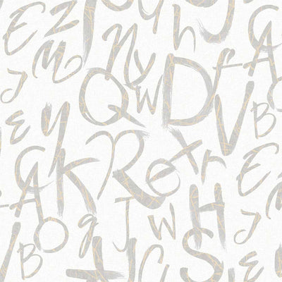 Modern Letters Wallpaper, Rich Textured Wallcovering, Traditional, Kids Room, Large 114 sq ft Roll, Washable, Alphabets Wallpaper, White - Walloro High End Wallcoverings & More