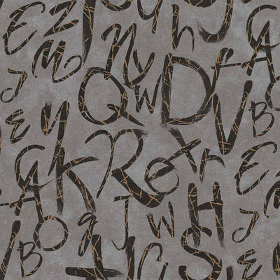 Modern Letters Wallpaper, Silver Rich Textured Wallcovering, Traditional, Kids Room, Large 114 sq ft Roll, Washable, Alphabets Wallpaper - Walloro High End Wallcoverings & More