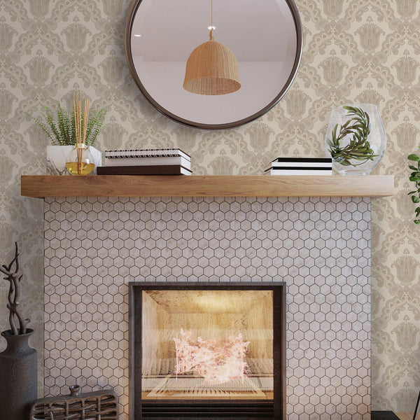 Modern Light Color Damask Wallpaper, Home Wall Decor, Aesthetic Wallpaper, Textured Wallcovering Non-Adhesive and Non-Peel and Stick - Walloro High End Wallcoverings & More