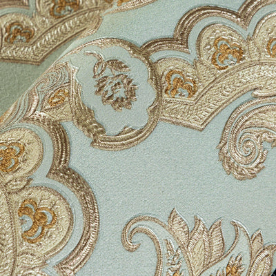 Modern Light Teal, Gold Damask Wallpaper, Home Wall Decor, Aesthetic Wallpaper, Textured Wallcovering Non-Adhesive and Non-Peel and Stick - Walloro High End Wallcoverings & More