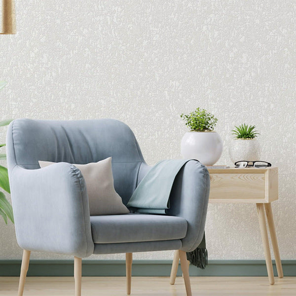 Modern Textured Wallpaper, White Solid Color Sparkling Light Neutral Colors Non-Pasted Wallcovering, Plain Abstract Design - Walloro High End Wallcoverings & More