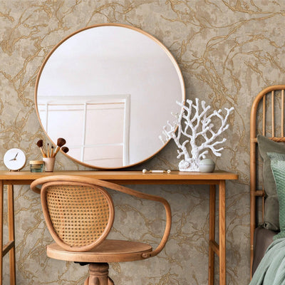 Modern Veined Texture Metallic Wallpaper, Brown, Copper Modern 3D Embossed Marble Metallic Accents, Industrial Deign - Walloro High End Wallcoverings & More