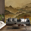 Mountain Scenic Wall Mural, Yellow Nature Wallpaper, Custom Size Wall Covering, Non-Woven, Non-Pasted, Removable, Washable, Extra Large Bird Art - Walloro High End Wallcoverings & More