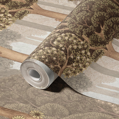Nature Scene Trees Wall Mural, Beige Forest Wallpaper, Large Landscape Custom Size Wall Covering, Non-Woven, Non-Pasted, Removable, Washable, Art - Walloro High End Wallcoverings & More