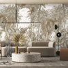 Palm Trees Drawing Wallpaper, Yellow White Large Hand Drawn Wall Mural, Custom Size Wall Covering, Non-Woven, Non-Pasted, Washable, Removable - Walloro High End Wallcoverings & More