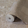 Quilted 3D Embossed Wallpaper, Tan, Flocked Rich Textured Velvet Feel Luxury Wallcovering, Vintage Washed Patchwork Style, Non-Woven - Walloro High End Wallcoverings & More