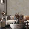 Quilted 3D Embossed Wallpaper, Tan, Flocked Rich Textured Velvet Feel Luxury Wallcovering, Vintage Washed Patchwork Style, Non-Woven - Walloro High End Wallcoverings & More
