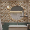 Realistic Embossed Brick Wallpaper, Beige, Orange Chevron Pattern Stone Wall Decor, Home Commercial Use Textured Wallcovering - Walloro High End Wallcoverings & More