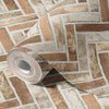 Realistic Embossed Brick Wallpaper, Beige, Orange Chevron Pattern Stone Wall Decor, Home Commercial Use Textured Wallcovering - Walloro High End Wallcoverings & More