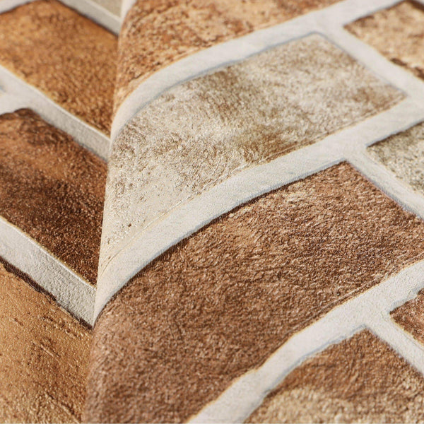Realistic Embossed Brick Wallpaper, Beige, Orange Chevron Pattern Stone Wall Decor, Home Commercial Use Textured Wallcovering - Walloro High End Wallcoverings & More